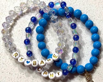 Conjunto de pulseras de cuentas azules y de cristal