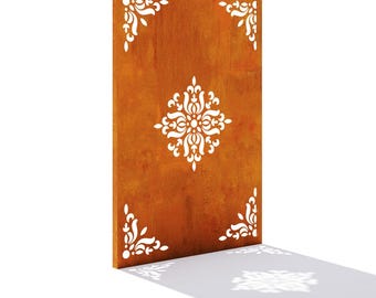 Corten Steel Privacy Screen Art Deco Ornamental Pattern Garden Panel Weathering Steel Outdoor Divider