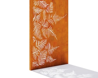 Corten Steel Privacy Screen Fern Leaves Garden Panel Weathering Steel Outdoor Divider