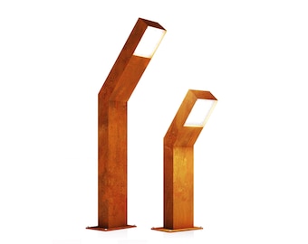 Curved Corten Steel Garden Light: Modern Outdoor Path Lighting