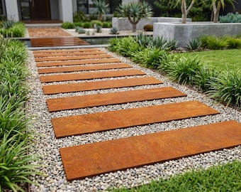 Losa de acero Corten para caminos de jardín Isla, baldosa de acero resistente a la intemperie para pavimentación exterior.