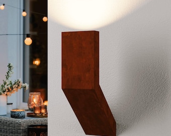 Wandleuchte aus Corten-Stahl: L-förmiges geometrisches Akzent-Licht, Rost-Finish