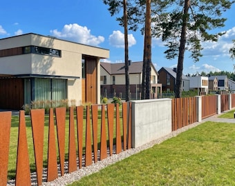 Modernes Metallzaunelement - Lasergeschnittener Architekturzaun aus Stahl