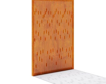 Corten Steel Privacy Screen Rain Stripe Pattern Garden Panel Weathering Steel Modern Outdoor Divider
