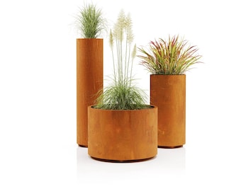 Pflanzgefäß aus Cortenstahl: Moderner großer Outdoor Rust Gartentopf (Sondergrößen)