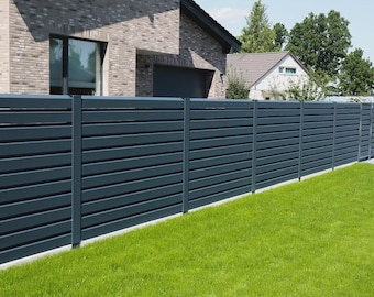 Modernes Stahl Sichtschutz-Zaunpaneel: Anthrazit-Lamellenschirm, DIY Outdoor-Gartenlösung