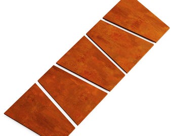 Corten Steel Stepping Stone Brava Trapezoid Garden Path Tile Weathering Steel Outdoor Paving