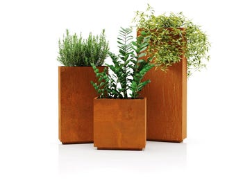 Rechteckiger Pflanzkasten aus Cortenstahl: Moderne Outdoor-Gartenbox, Rost-Finish, Sondergrößen erhältlich