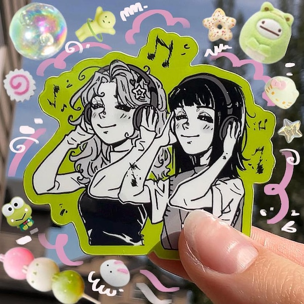 TGSWIIWAGAA | Green Yuri Aufkleber | Mitsuki | Aya | Mitsuaya Aufkleber | Anime Aufkleber | Vinyl-Aufkleber | Manga Sticker 