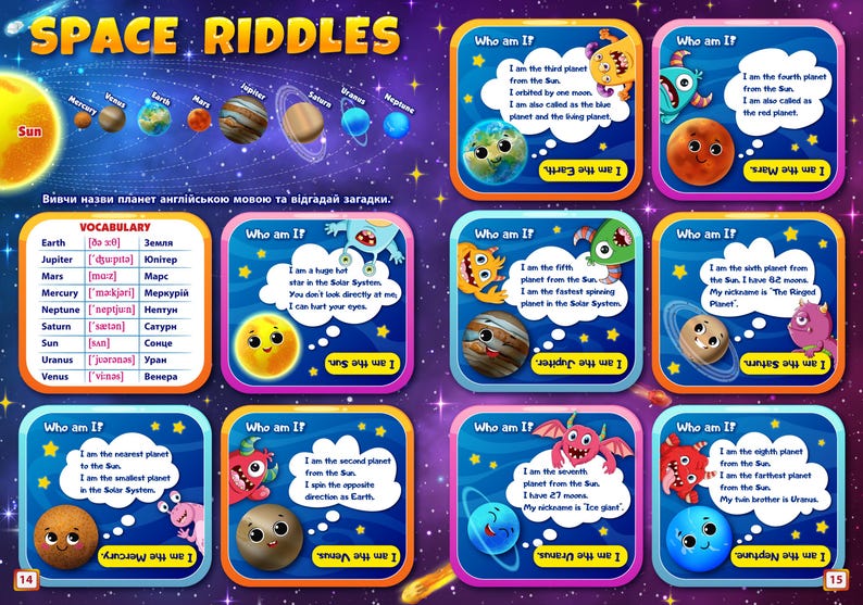 Mars Riddles Printable Ukrainian Activity PDF – Kids Space & Logic Puzzles - Etsy