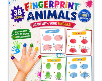 Fingerprint Animals Art Cards | Step-by-Step Paint for Kids Ages 3-6