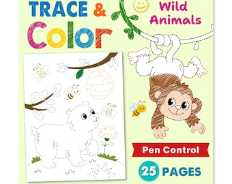 Pre-Writing Practice: Trace and Color Activity Book (PDF)