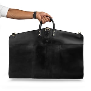 Vintage Leather Suit Cover - Black, Velvet Lined, Travel Friendly