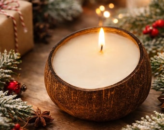 Coconut Scented Coconut  Candle | Natural Soy Wax | Eco-Friendly Tropical Home Decor| handmade