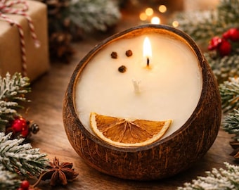 Handmade Coconut Candle | Orange & Clove Scented Soy Wax
