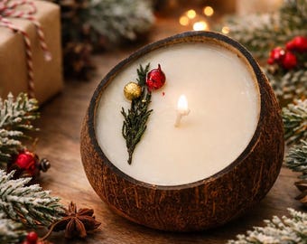 Handmade Large Winter Coconut Candle | Natural Soy Wax | Eco-Friendly