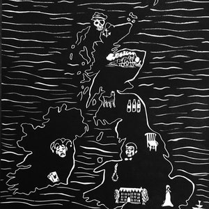 Fantômes du Royaume-Uni / carte hantée / paranormal / légende / mythe / art sombre / gothique / histoire / Grande-Bretagne