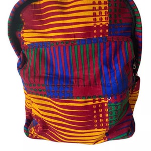 Kente Backpack, African Print Backpack, African Bags, Colourful School Bag,  Ankara Print Bag, Orange Backpack, Colourful Bag, Rucksack 