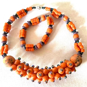 Authentic handmade Ghanaian beaded necklace & bracelet