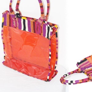 Pvc & kente print shopper bag