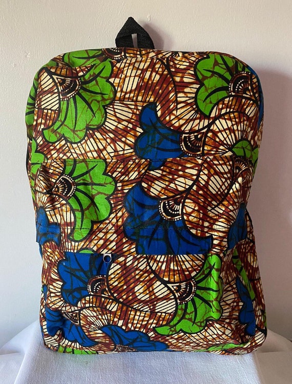Africa Back Vibrant Pink & Green Backpack, Africa Prints Pink Kente Backpack, African Print Backpack, African Bags  main image 4