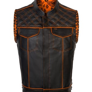 Leather Denim Vest Men Vest, Handmade Leather Vest, Biker vest Motorcycle vest men Men’s braided vest