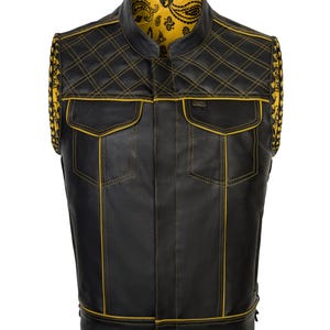 Leather Denim Vest Men Vest, Handmade Leather Vest, Biker vest Motorcycle vest men Men’s braided vest