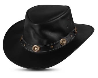 Handmade Genuine Leather Cowboy Hat: Unisex Western Style