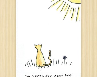 Pet Sympathy Card, Watercolor Cat, Eco Friendly