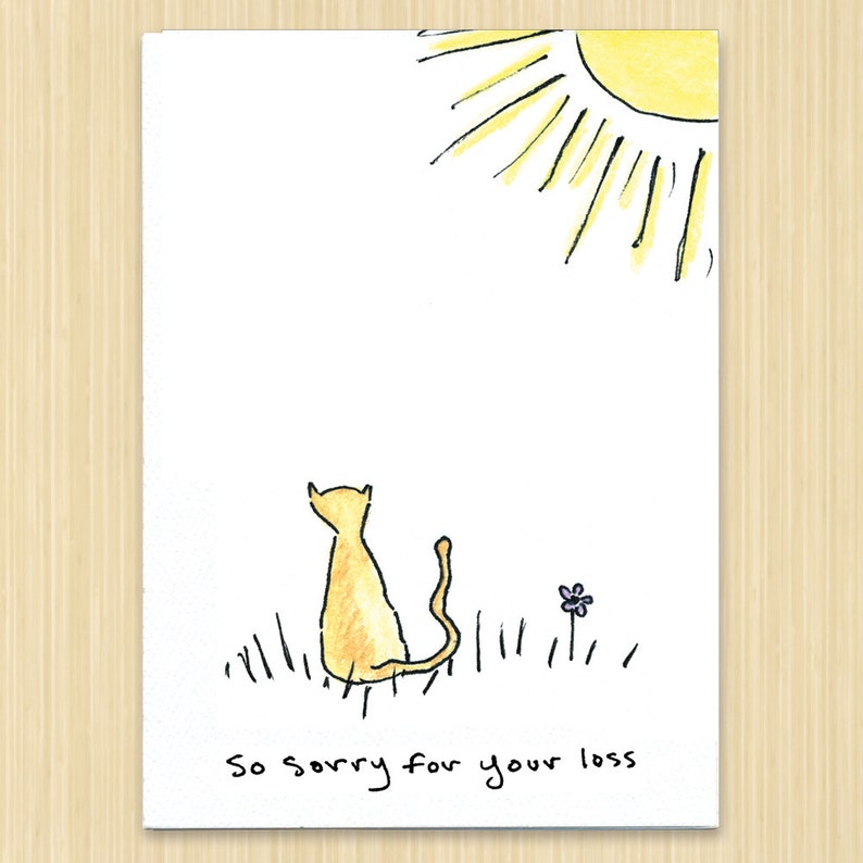 Sympathy Card, Bereavement card, Pet sympathy card, cat card, Pet Card eco greeting card, 100% recycled paper So Sorry For Your Loss image 1
