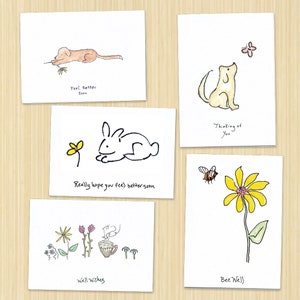 5 Card Pack. Get Well Cards. Thinking Of You Cards. 5 Card Variety Pack. Well Wishes Cards. Feel Better Cards. Cute Get Well Cards.