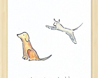 Pet greeting card, dog and cat card, funny card