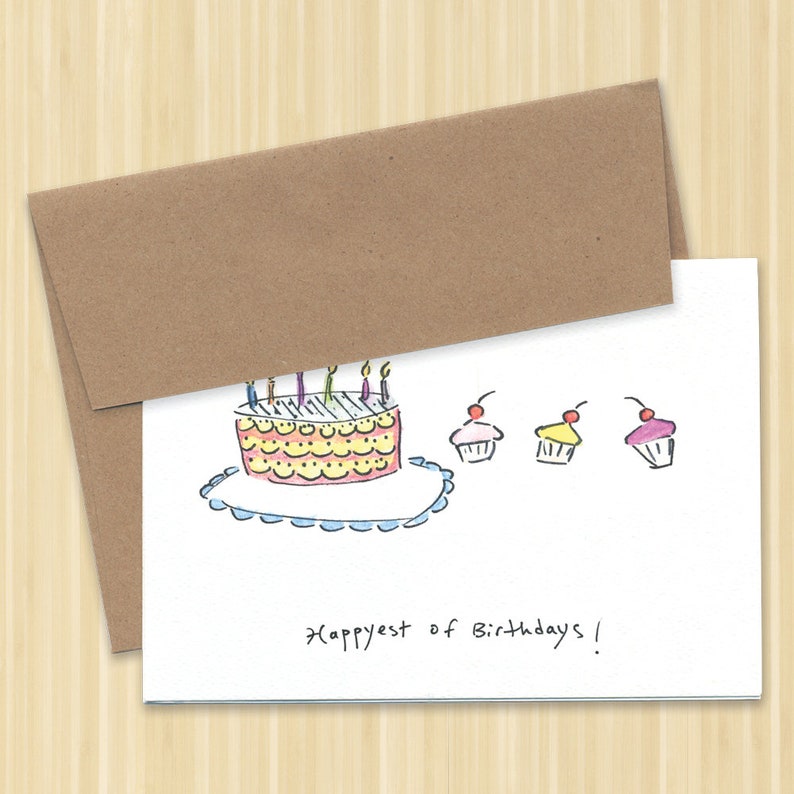 Happy Birthday Card, cupcake birthday card, sweet birthday card image 2