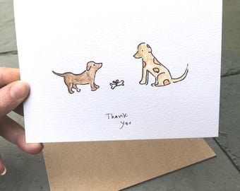 Dog Card. Thank You Card. Dog Thank You Card. Dog Lover Card. Dog Note Card. Cute Dog Card. Dog Greeting Card. Blank Dog Card.  Hand Drawn.