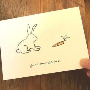 Valentine Card. Bunny Valentine. You Complete Me. Rabbit Valentine. Cute Bunny Card. Bunny Valentine Card. Bunny Love Card. Bunny Rabbit.