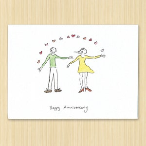 Happy Anniversary. Wedding Anniversary. Anniversary Card. Happy Couple. Hearts Card. Couple In Love Card. Love Card. Romantic Card.