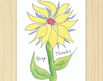 Flower Thank You. Flower Card. Thank You Card. Flower. Appreciation Card. Floral Thank You. Thank You Note. Greeting Card. Flower Note Card