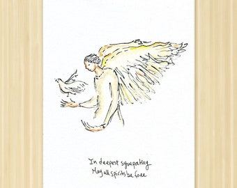 Sympathy angel greeting card, bereavement greeting card