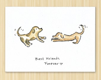 Best Friends Card. Best Friends Forever. Dog Card. Friend Greeting Card. Dog Greeting Card. Card For A Friend. BFF Card. Friendship Card.