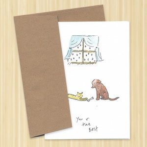 Encouragement Card. You're The Best. Dog And Cat. Thank You Card. Dog Card. Cat Card. Friendship Card. Inspirational Card. Hand Drawn. image 2