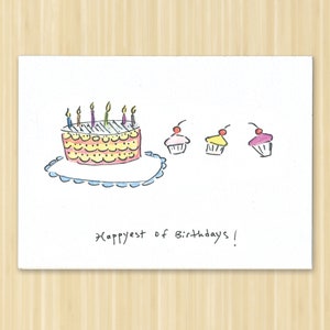 Happy Birthday Card, cupcake birthday card, sweet birthday card image 1
