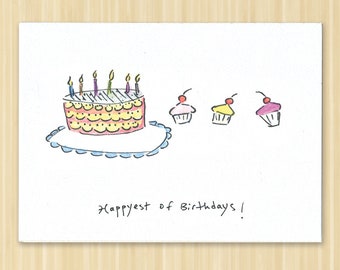 Happy Birthday Card, cupcake birthday card, sweet birthday card