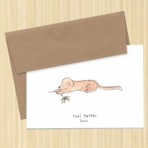 Get Well Card. Dog Card. Feel Better Soon. Well Wishes Card. Thinking Of You Card. Cute Dog Card. Card For A Friend. Dog Lover. Hand Drawn.