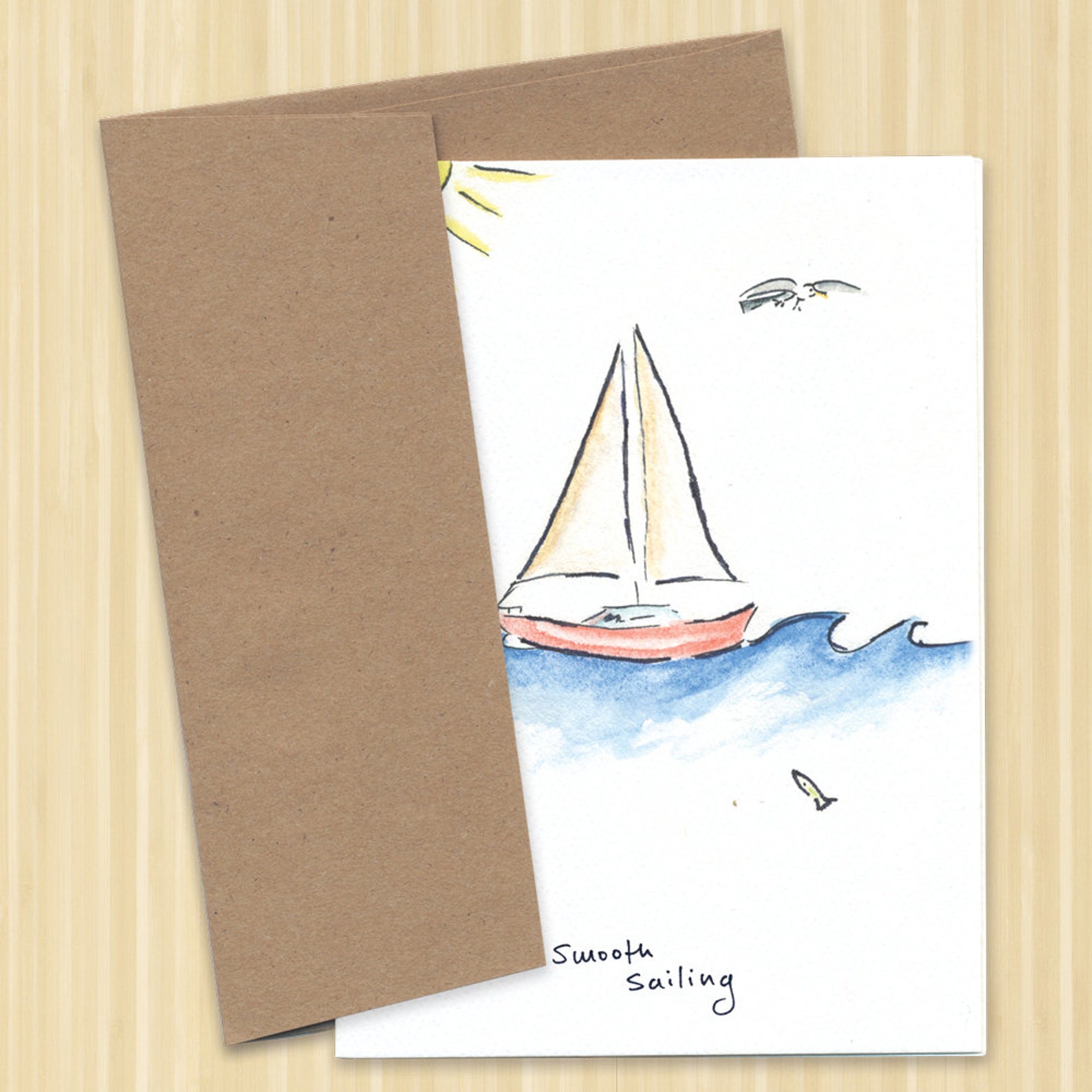 Sailboat Card. Well Wishes Card. Smooth Sailing. Best Wishes Etsy
