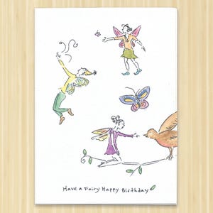 Fairy Birthday Card. Birthday Card. Fairy Card. Whimsical Card. Magical Birthday. Handmade Card. Fairy Birthday. Hand Drawn. Blank Card