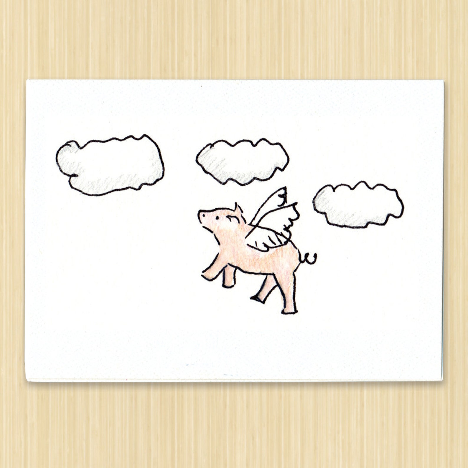 Flying Pig. Flying Pig Card. Greeting Card. Pig Card. - Etsy