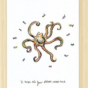 Octopus card, fish card, birthday card, sea creature card