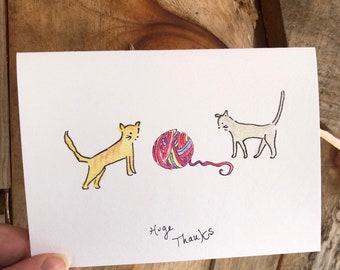 Cat Card. Thank You Card. Cat Thank You Card. Cute Cat Card. Cat Lover Card. Cat Note Card. Appreciation Card.  Hand Drawn. Blank Card.