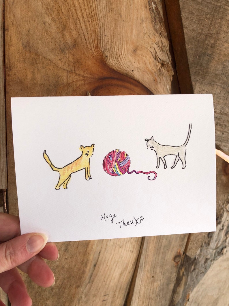 Cat Card. Thank You Card. Cat Thank You Card. Cute Cat Card. Cat Lover Card. Cat Note Card. Appreciation Card. Hand Drawn. Blank Card. image 1