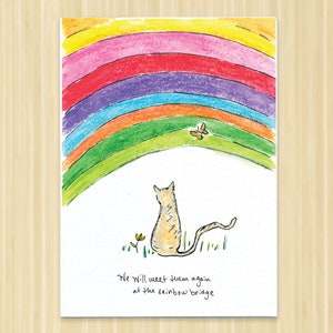 Sympathy Card, Bereavement card, Pet sympathy card, cat card, Pet Card eco greeting card, Rainbow bridge sympathy card kitty